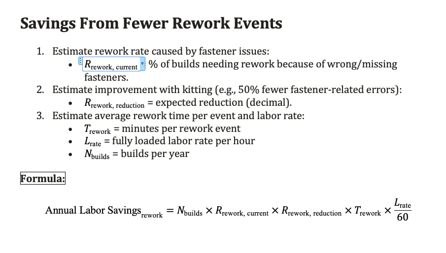 savings from fewer reowk events- blue chip engineered products