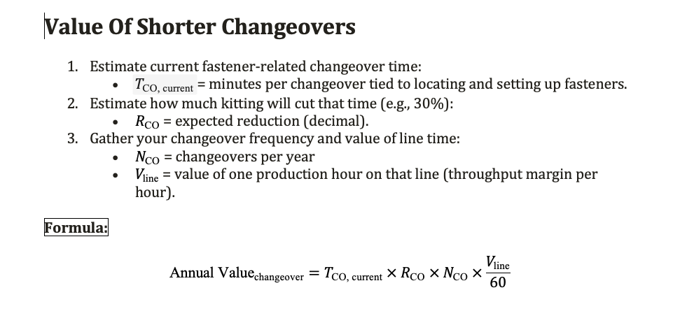 value of shorter changeovers- blue chip engineered products