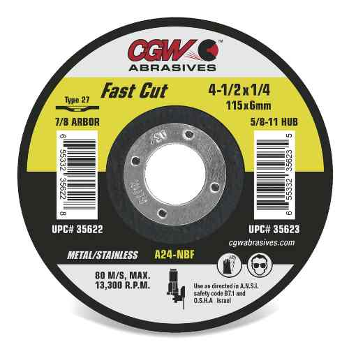 1⁄4 inch Depressed Center Grinding Wheels, Type 27 and 28 _ 6 inch_ cgw abrsives_blue chip engineered products