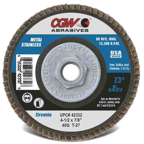 Z3® Zirconia Flap Discs_ cgw abrasives_blue chip engineered products