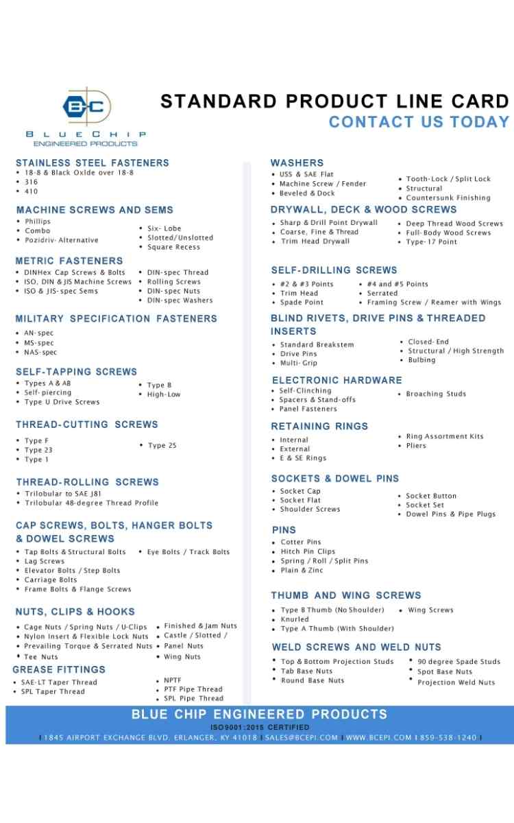 standard parts_ line card_page 1_ blue chip engineered products